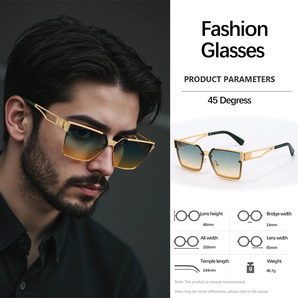 Vintage Sunglasses for Men Geometric Square Hollow Design Classic Trendy Accessories Glasses For Men