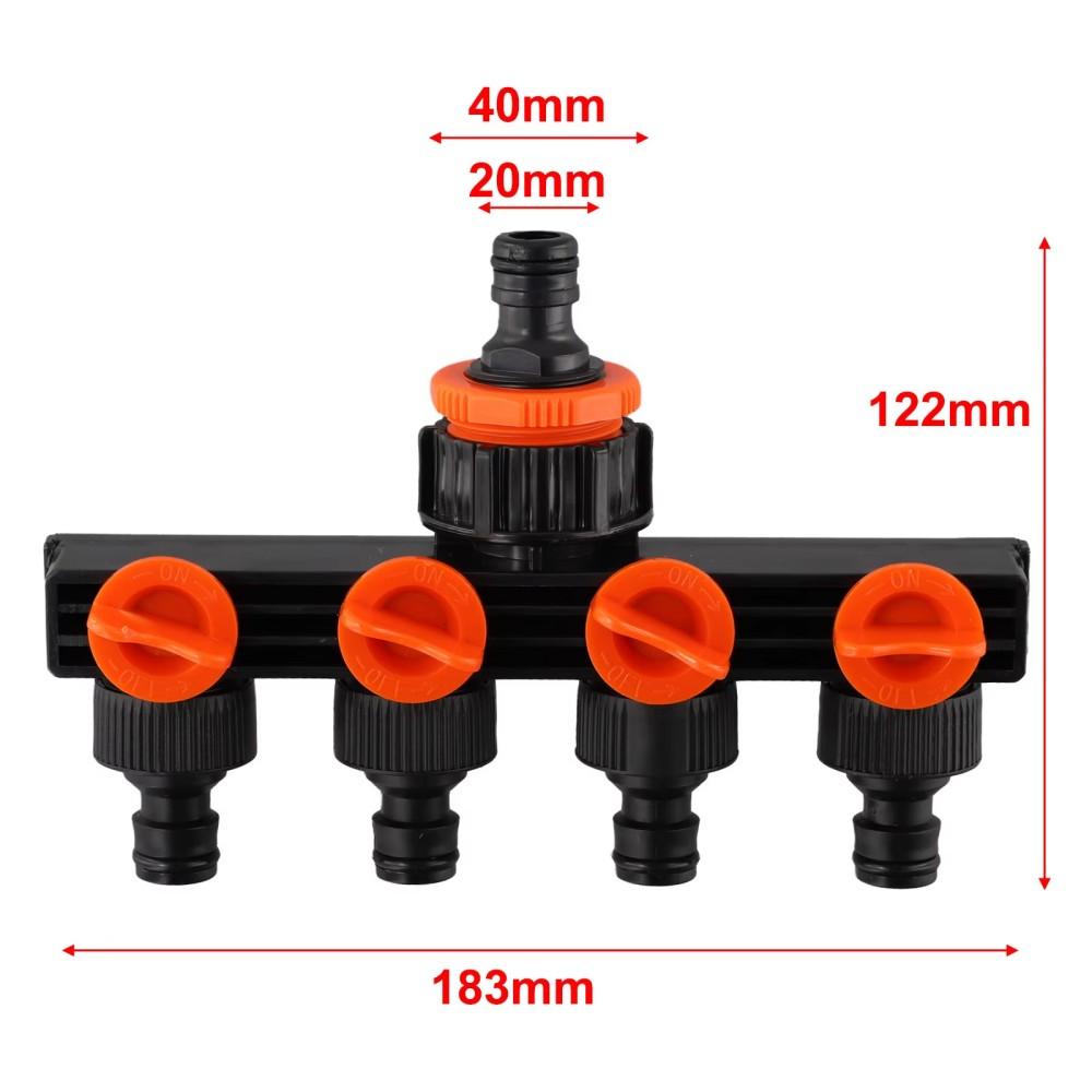 Divisores de Agua de 4 Vías de 1" a 3/4" a 1/2" Conector de Riego de Jardín Válvula Distribuidora para Grifo Exterior Aspersor