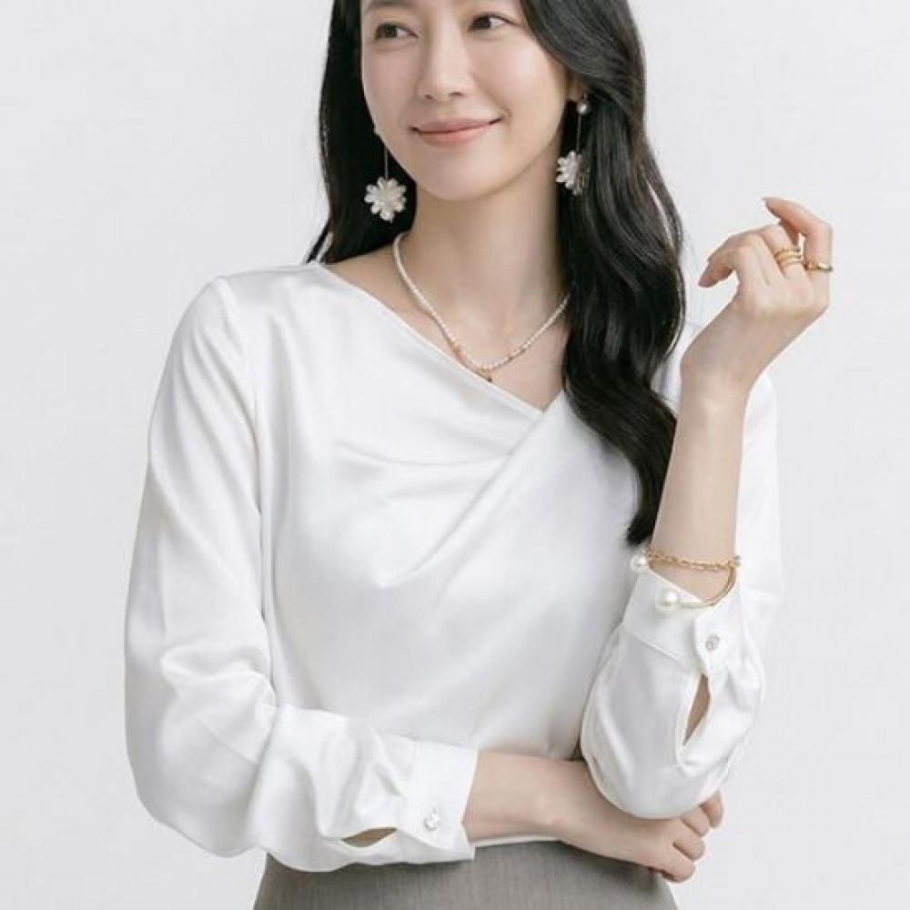 NaVaVa Elegant Shirred V Neck Long sleeVe Blouse Nb3050