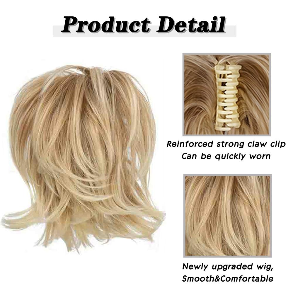 MISS WIG Synthetic Short Wavy Ponytail Extensions Deformation Claw Ponytail Style For Women Daily Party Wear