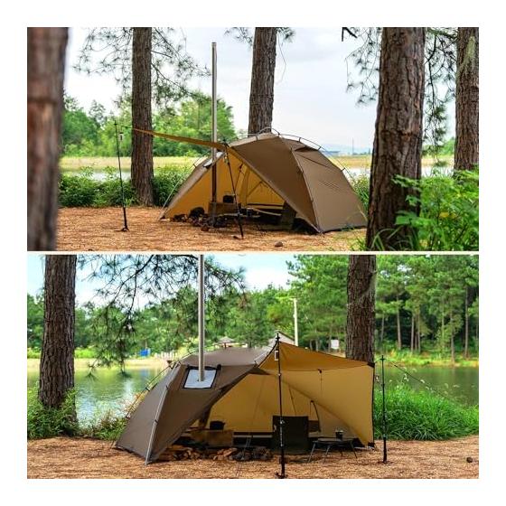 POMOLY Dune Solo Tent & MOK Pro S1 High Back Chair Solo Camping Set, Lightweight Wood Stove Compatible Dome Tent + Load Capacity 200kg Large Folding