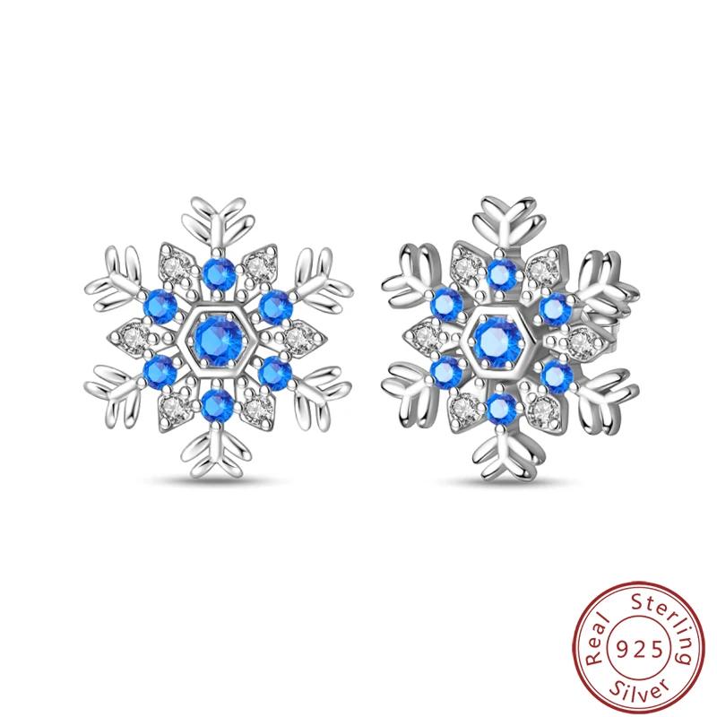 

Women s Romantic 925 Silver Snowflake Star Shining Zircon Christmas Winter Earrings Fit Wedding Party Exquisite Jewelry