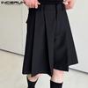 INCERUN Summer Men Pleating Shorts Solid Color Loose Pants