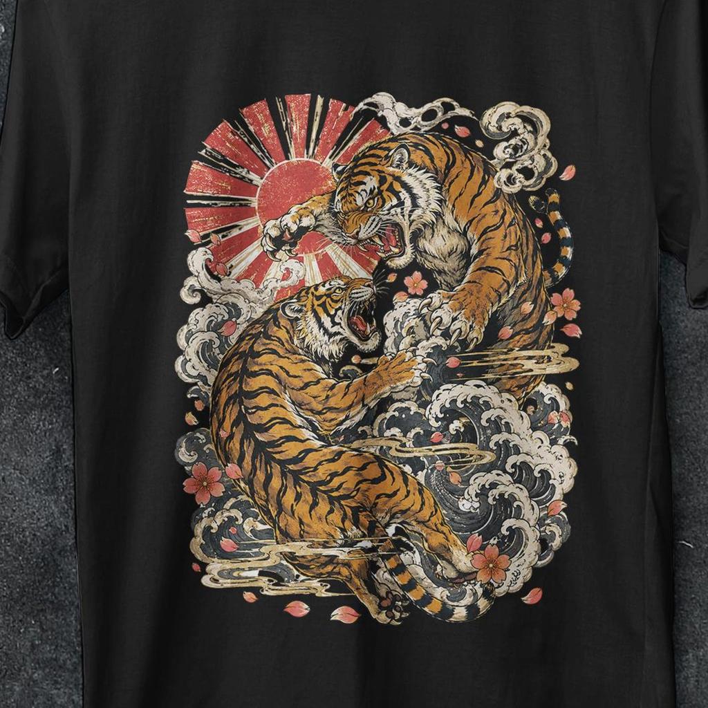 Tigre giapponese, Maglietta Tigri Combattenti Giapponesi, Maglietta Grunge Anni '90, Maglietta Estetica, Tatuaggio Vintage, Maglietta Animale Retrò, regalo, Maglietta Tigre Selvaggia