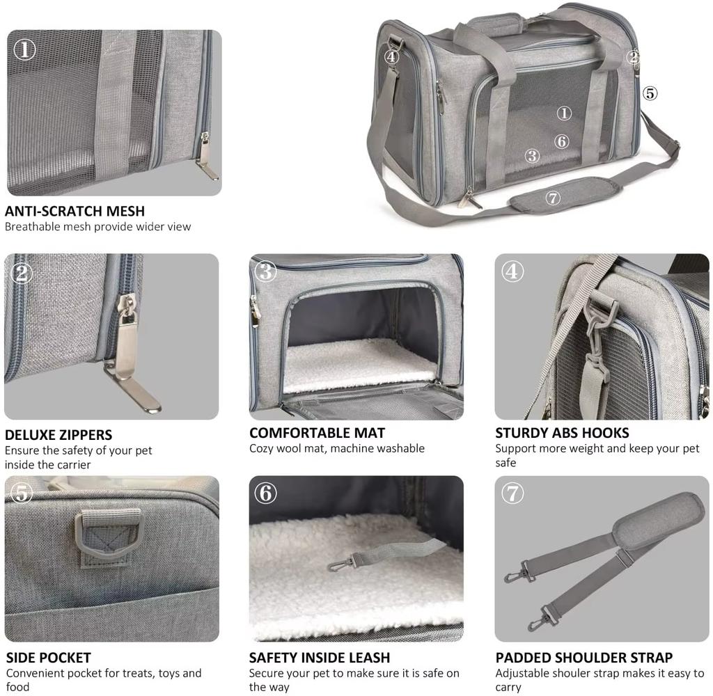 Borsa da Viaggio Trasportino per Animali Approvata dalla Compagnia Aerea Borsa per Trasporto Animali per Trasporto Cane e Gatto Gabbie Pieghevoli per Animali