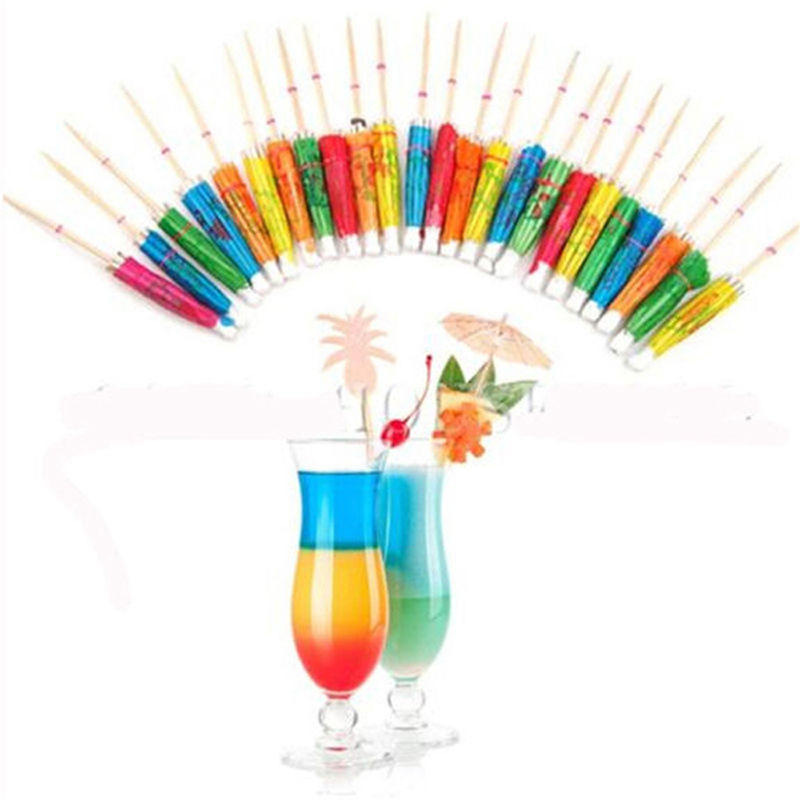 40Pcs Paper Cocktail Parasols Umbrellas Party Wedding Supplies Luau Drink Stick