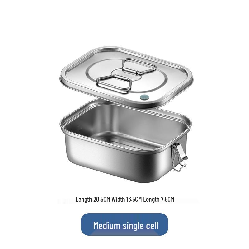 304 Stainless Steel Bento Lunch Box with Lid & Handle - Portable, Sealed Meal Container for Students & Office Workers