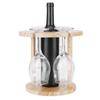 Wooden Wine Rack Glass Cup Holder Organizer Tabletop Display for 6 Glass and 1 Wine Bottle