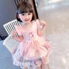 New Style Girl's Unicorn Dress for Young Children, Puffy Tulle Princess Dress, Cotton Short Sleeve Baby Dress