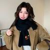 Cartoon embroidered knitted scarf women's autumn and winter new Korean solid color atmosphere cold and warm scarf