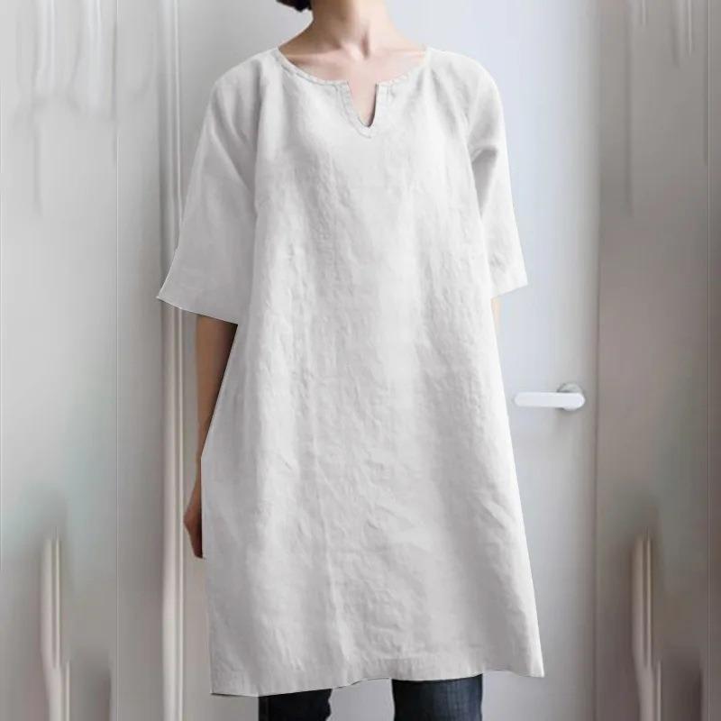 BITCED Fashion Summer Spring Solid Color Print Short Sleeve V-Neck Casual Dresses