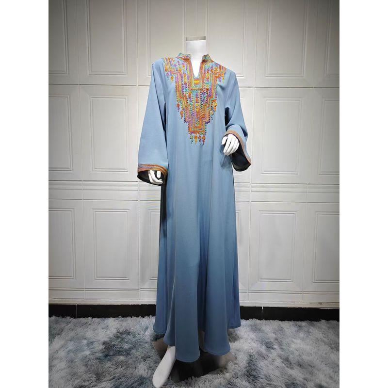 Middle East Arab Women clothes Turkey Elegant Rope Embroidered Robe Dress Rope Embroidered Dress