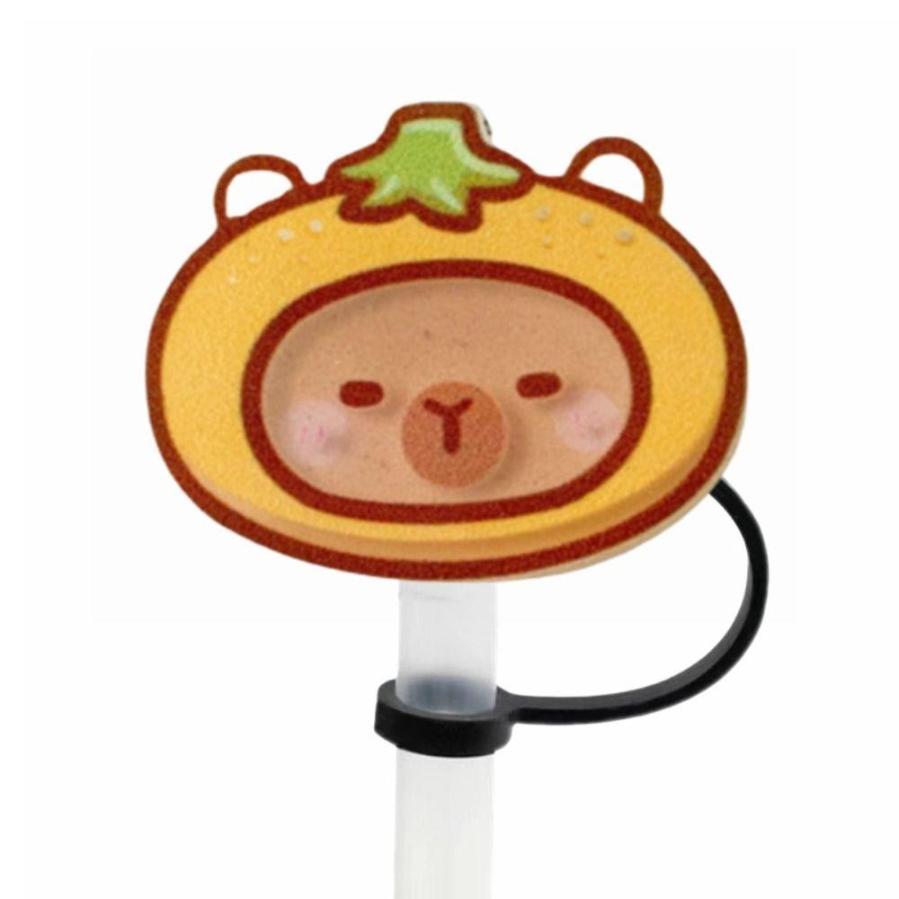 Capybara Straw Tip Covers Cute Spill Proof Stopper Set Creative Capybara Straw Covers Cap