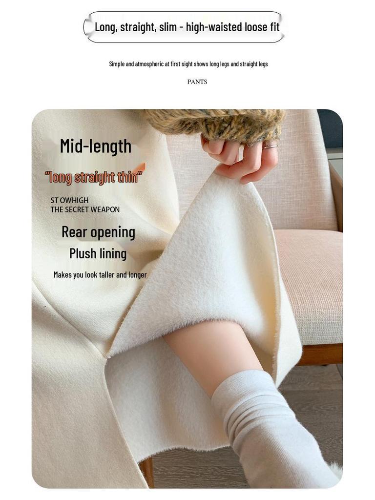 Women's High-Waisted Plus Velvet Slim-Fit Knit Midi Skirt (Petite, 2025).