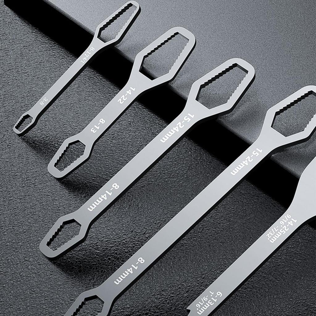 Universal Adjustable Wrench 5 Piece Universal Chrome Vanadium Steel Portable Double Ended Self-Tightening Lazy Wrench Set For