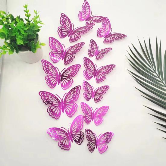 12 Pcs 3D Butterfly Wall Decor 3 Sizes Butterfly Wall Decals for Room Wall Decor Self-Adhesive Removable Stickers for Party