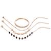 Braccialetto caviglia cavigliera cavigliera in lega alla moda multistrato incastonato di diamanti piccolo fresco set da 4 pezzi da donna