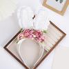 Yousheng Bunny Headband Lace Bunny Ear Design Hair Hoop with Colorful Artificial Flowers Forest Style Easter Headband Hair Accessories