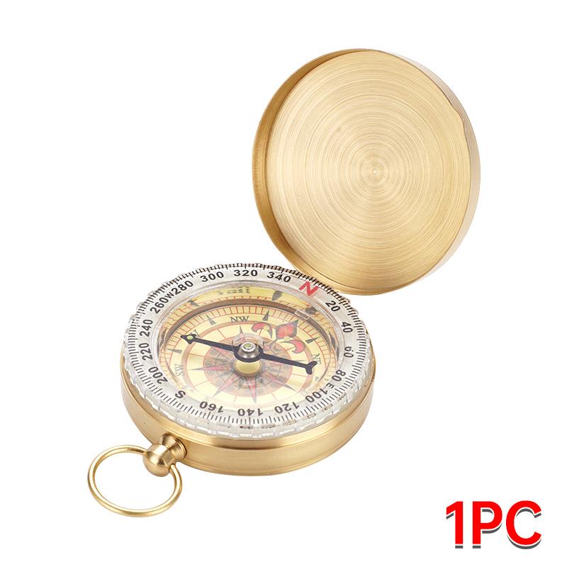 Camping Survival Pocket Compass - Heavy Duty Copper Clamshell Waterproof Glow-in-the-Dark Kids Compass