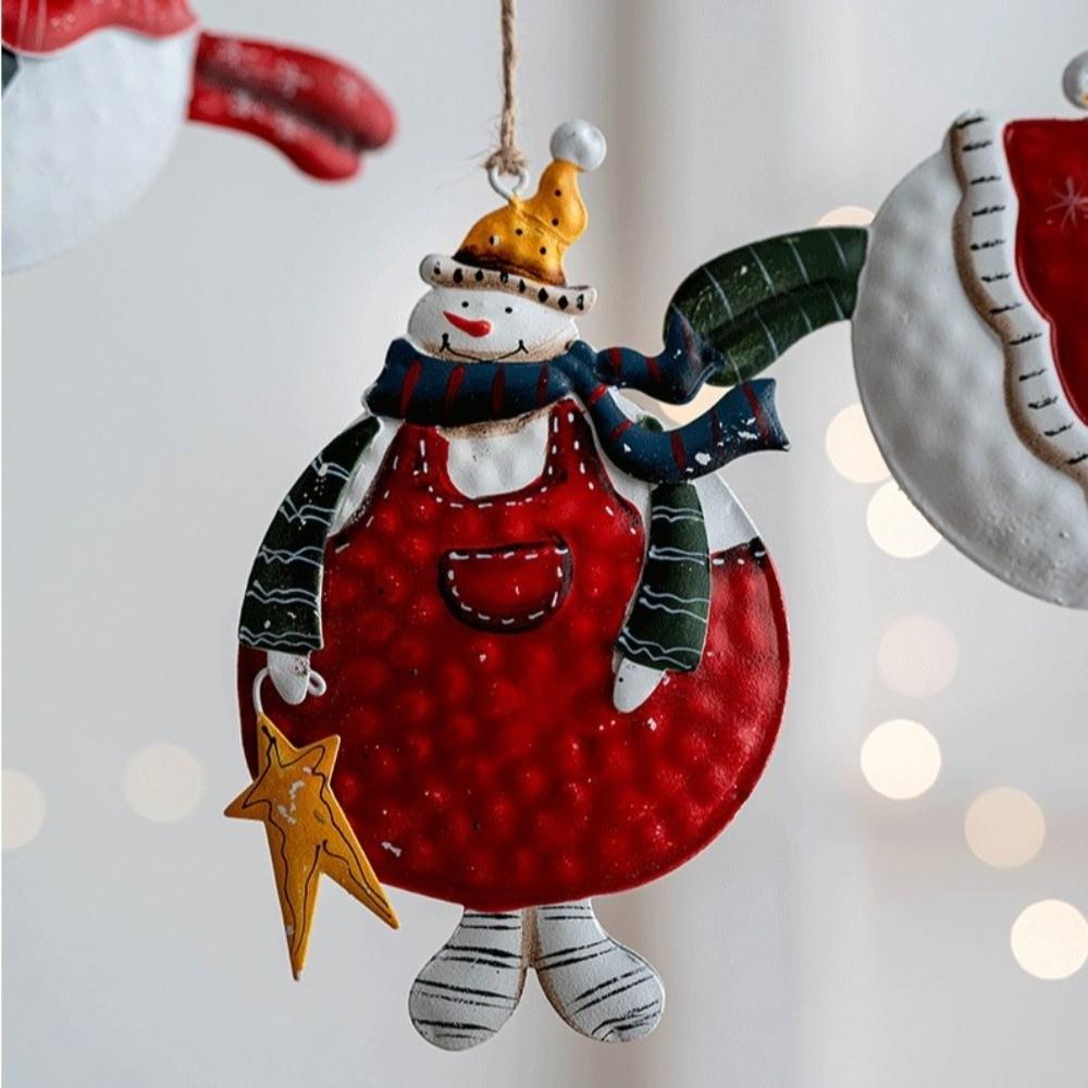 Cartoon Xmas Tree Embellishment Retro Metal Christmas Decorations Xmas Tree Hanging Pendant