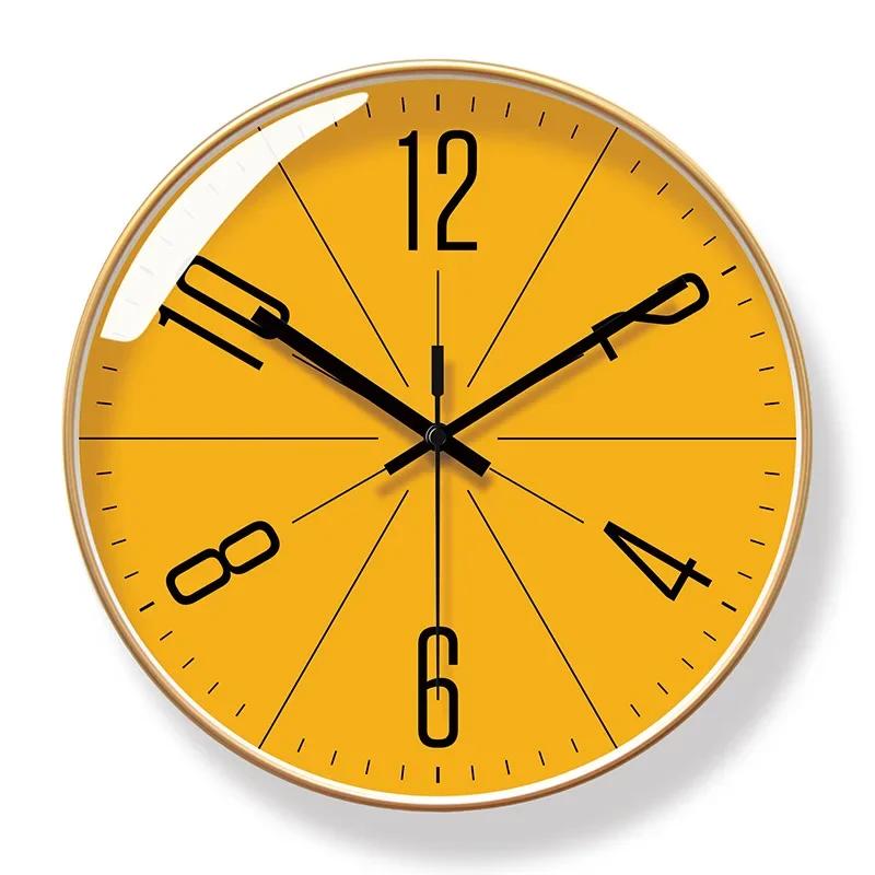 Modern Atomic Wall Clock Temperature Digital Calendar Analog Silent Wall Clock Round Non-Ticking Wall Clock for Office Bedroom