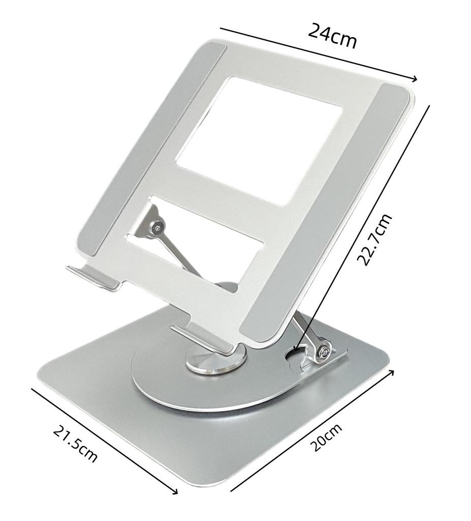 360° Rotating Aluminum Laptop Stand with Adjustable Height and Heat Dissipation