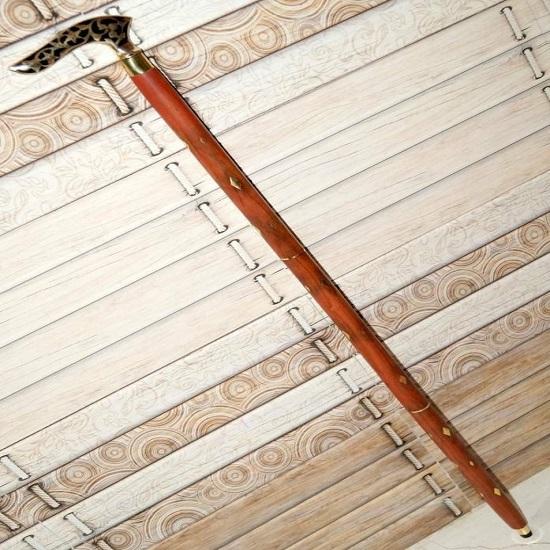 Laska z drewnianym uchwytem do chodzenia, brytyjskie napisy Royal, ręcznie robione