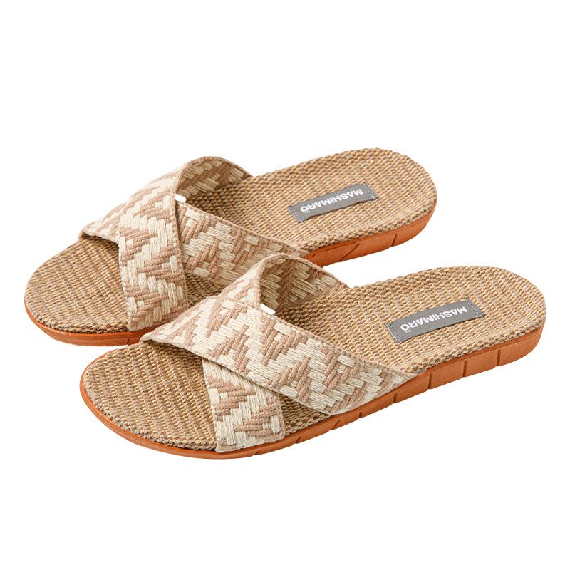 Summer Linen Slippers for Women 36-45 Flat Sandals Lightweight Eva Home Slippers