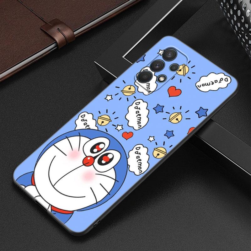Cute Doraemon Moon Phone Case For Samsung Galaxy A12 A22 A31 A32 A50 A51 A70 A71 A72 A11 A21S A02S A10S A20S A30S A52 S 5G Cover