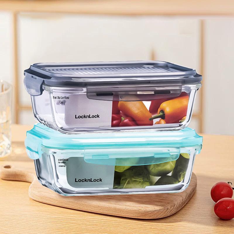 Lock & Lock 2-Piece Heat-Resistant Glass Lunch Box Set: Microwave and Refrigerator Safe, Sealed for Freshness. Gift-Ready.