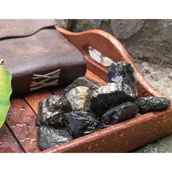 Crocon Black Agate Rough Bulk Natural Stone Raw Gemstone Tumbling Cabbing Polishing Gem Mining Energy Generator Chakra Balancing  :- 250 Gram