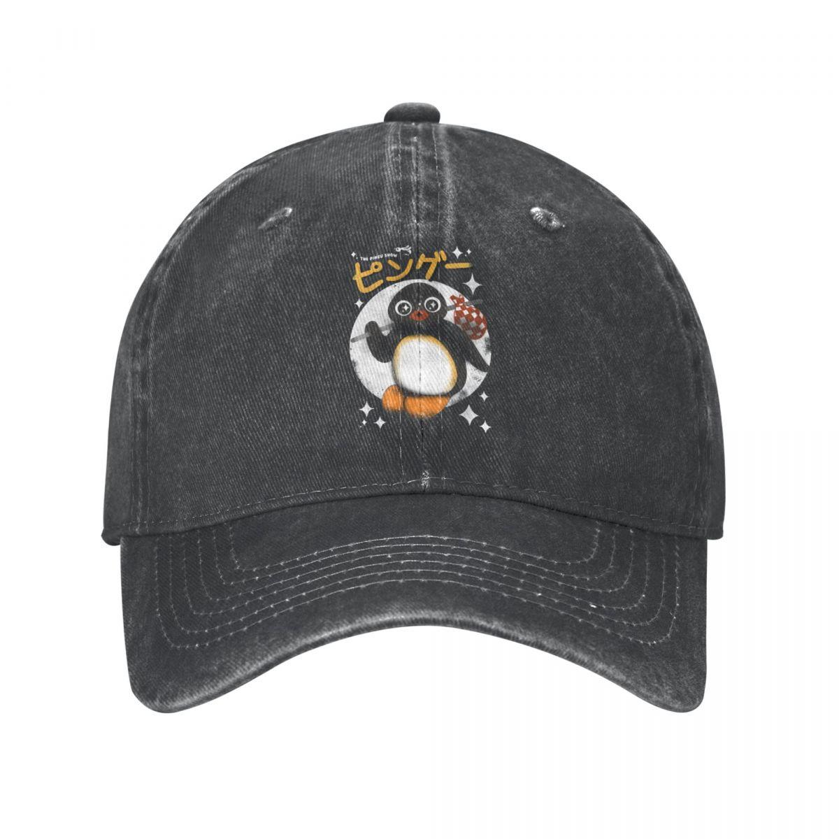

Винтажная бейсболка Pingu Show для женщин унисекс, потертая хлопковая шляпа Snapback с изображением пингвина, уличная дорожная кепка с рисунком пингвина One Size