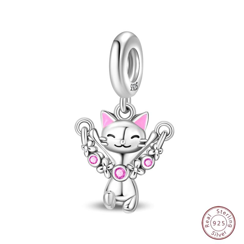 Copper Firefly Cute Cats And Dogs Beaded Pendant Suitable For Original Charms Bracelet Diy Exquisite Women Jewelry