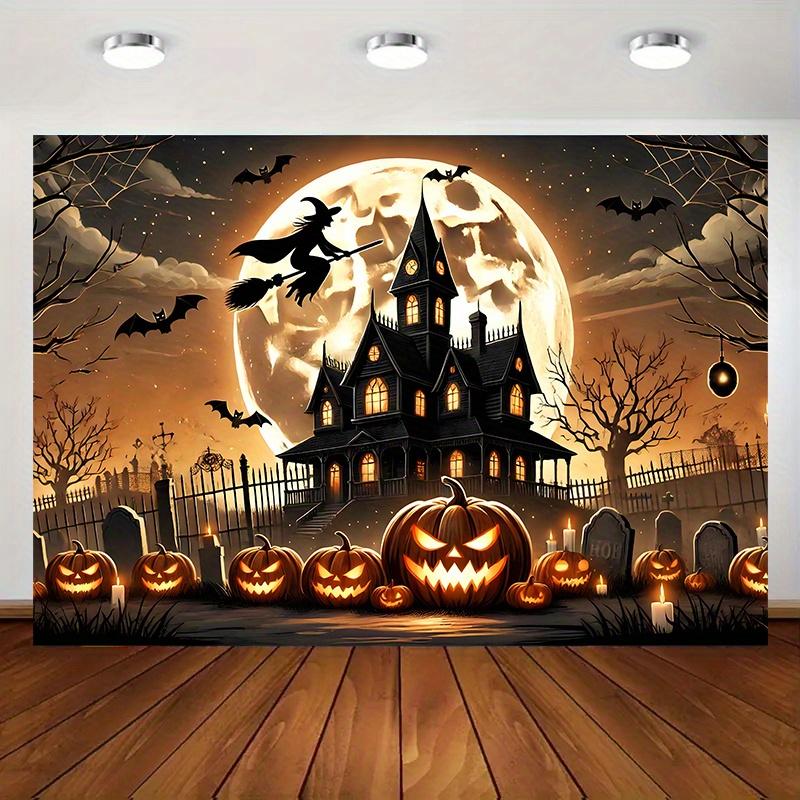 1 item a spooky Halloween scene with a ghostly atmosphere featuring a vibrant polyester background fabric