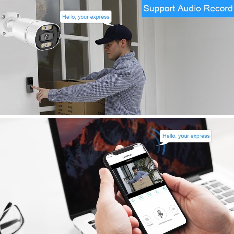 8MP/5MP/4MP/3MP Outdoor POE IP Camera Support AI Face Detection Bulilt-in Microphone Outdoor Waterproof Metal Home Security