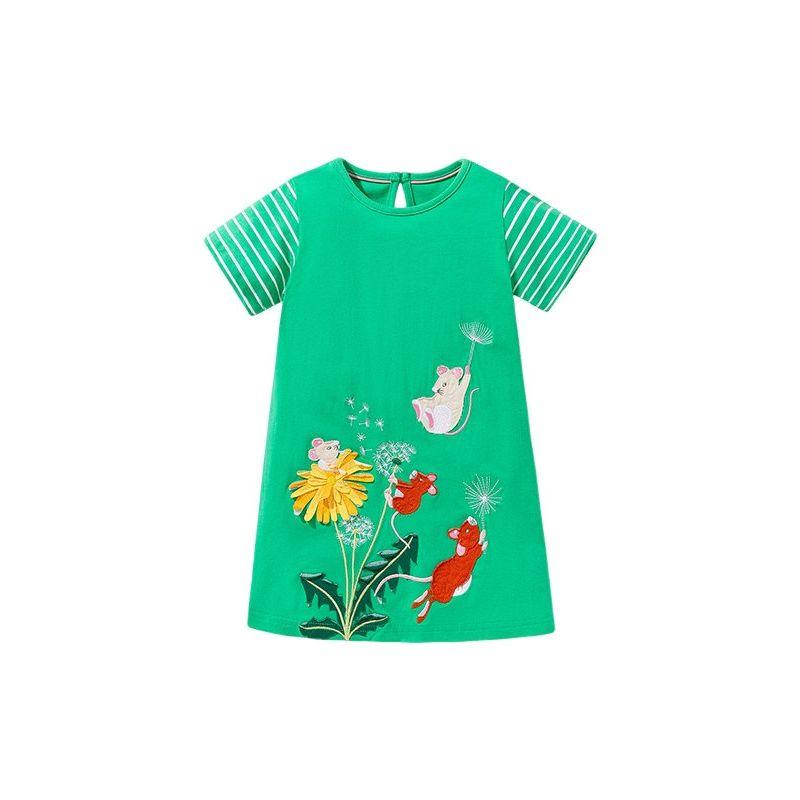 Little Maven Summer Short-Sleeved New Style Girls' Dress European and American Cross-Border Kidsren's Skirt Casual Kidsren's Skirt