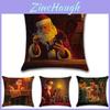 Elegant Santa Claus Christmas Linen Pillow Case Cushion Cover For Cozy Home Decor
