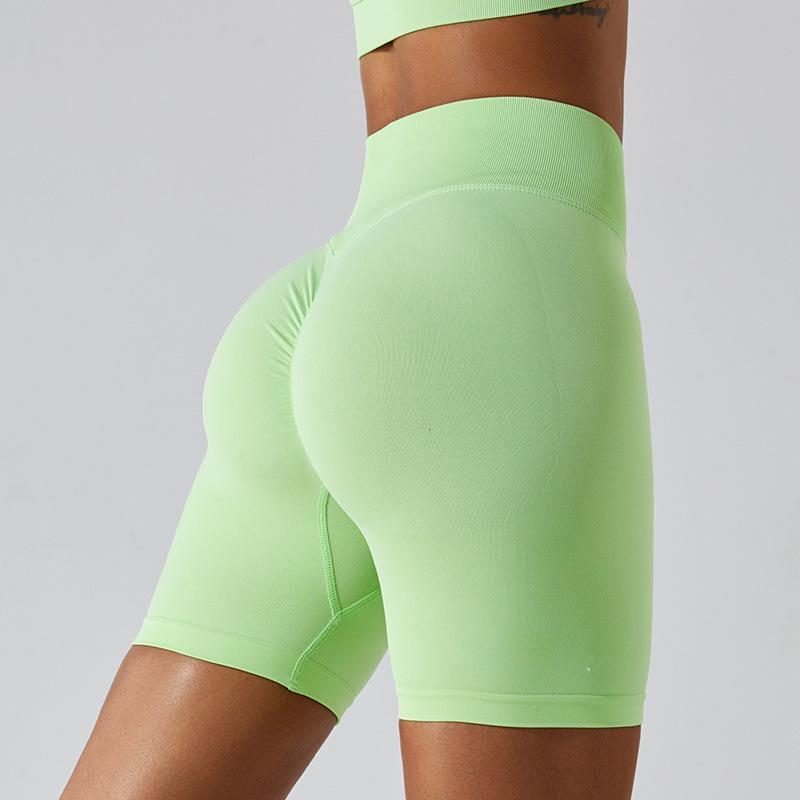 Seamless High Stretch Yoga Shorts, Women'S Peach Sports Shorts, High Waist And Hip Lifting Pants, Outdoor Running And Fitness Pants
