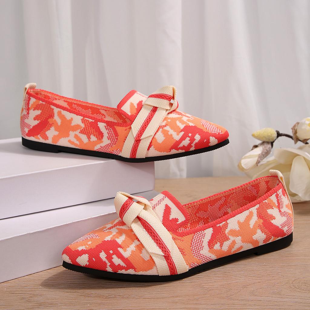 Large size spring and autumn new color matching comfortable single shoes European and American light mouth flying woven women's shoes low heel