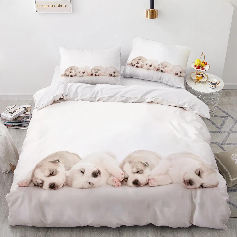 Print 3d King Size Bedding Set Home Textile Pet Cats,Dogs, Wolf Animal Duvet Cover Set Classic Black And White Bedding Set Hot