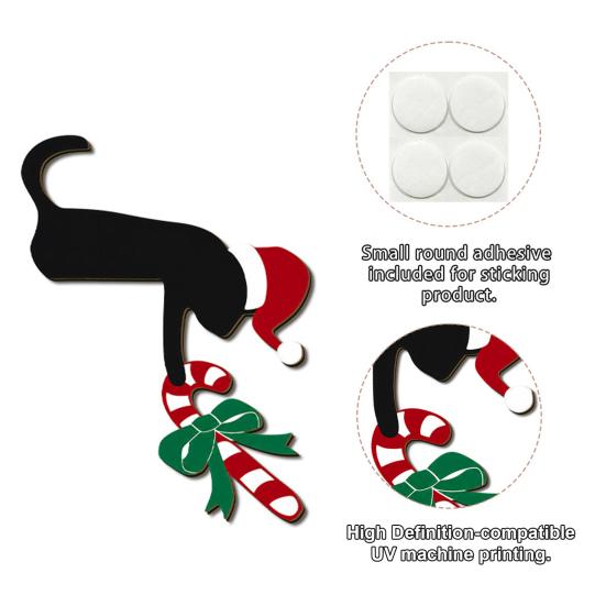 Creative Doorway Art Decorations Christmas Wooden Door Corner Sign, Santa Snowman Cat Cartoon Holiday Home Decor Ornaments Frame Decor, Reusable