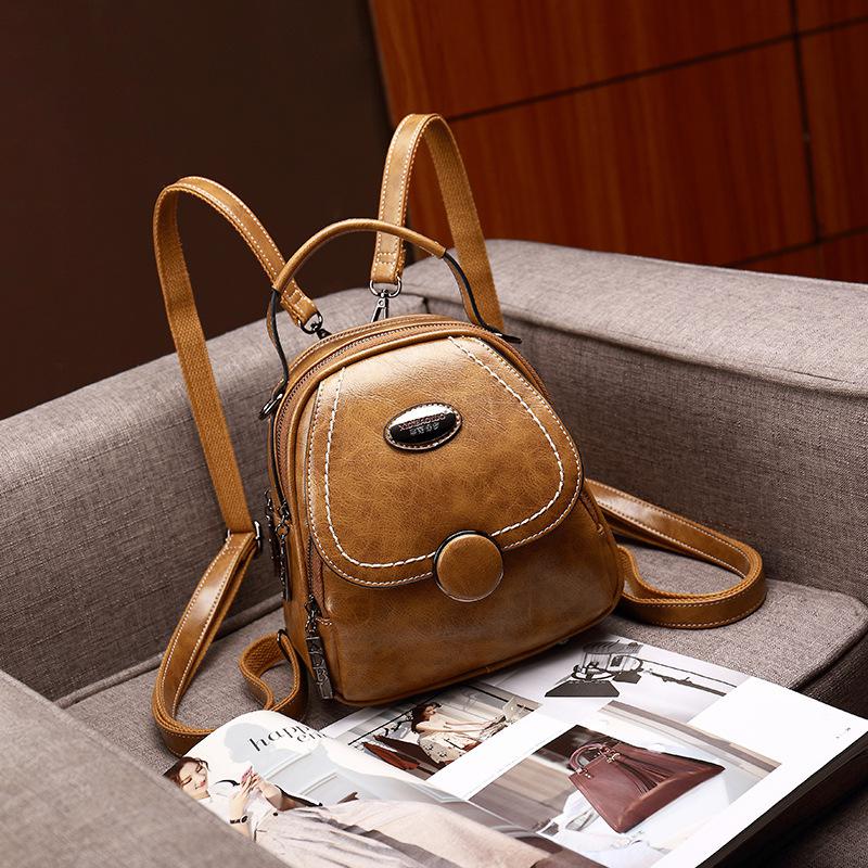 

Johnature Ретро Маленькая сумка для плеча Женщины Рюкзак Мода Дамские сумки Pu Кожа Многофункциональные рюкзаки для путешествий коричневый