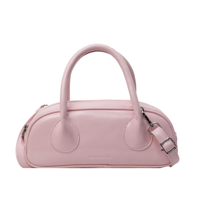 Casual solid interior compartment shoulder bag for women high quality PU zipper bags stitching line