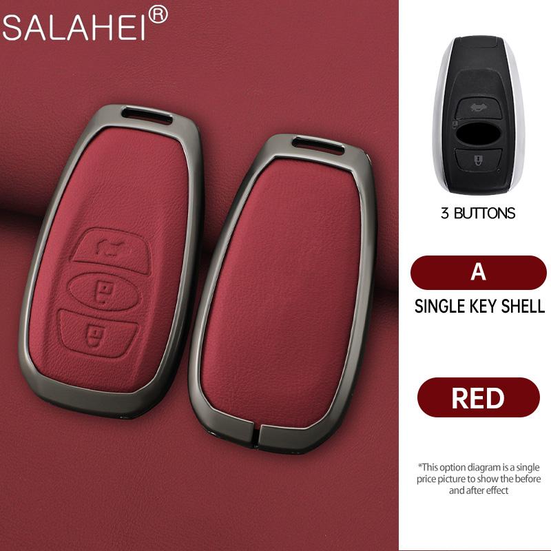 Leather Car Key Case Cover For Subaru Brz Sti Xv Sv Forester Legacy Outback Crosstrek Impreza Wrx Ascent Keychain Accessories