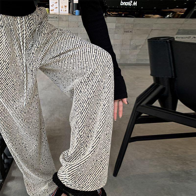 Plus Size 300 Jin Shiny Fleece Wide-Leg Pants for Women - New Loose Fit, High-Waisted, Versatile for Autumn & Winter