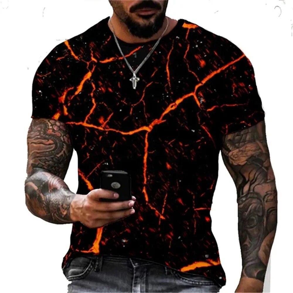 3D Cartoon Pattern Short Sleeve Summer Trend Fashion Street Hip Hop Style Loose Comfortable Round Neck T-Shirt Men Clothing