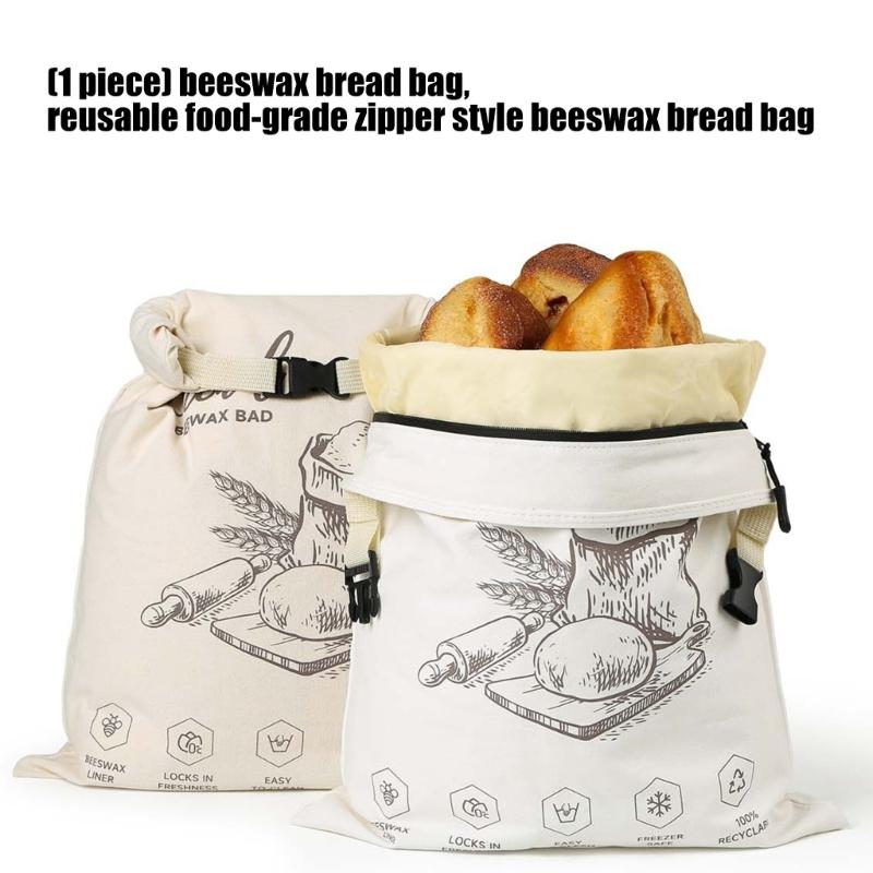 Bees Wax Bread Storage Bag with Elastic Band Food Grade Organic Cotton Wrap For Sourdough Baked Goods Freshness