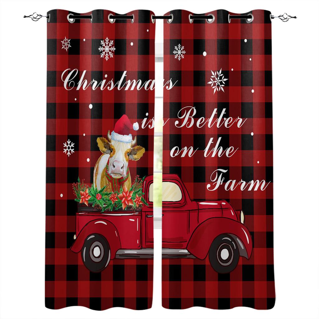 Black And White Plaid Chef Knife Fork Blackout Curtains For Kitchen Bedroom Kids Room Window Treatment Curtains for Living Room