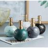 Gold Soap Dispenser For Bathroom Or Kitchen, Cute Marble Round Ceramic Lotion Bottle, Rust-free Pump - Chuan