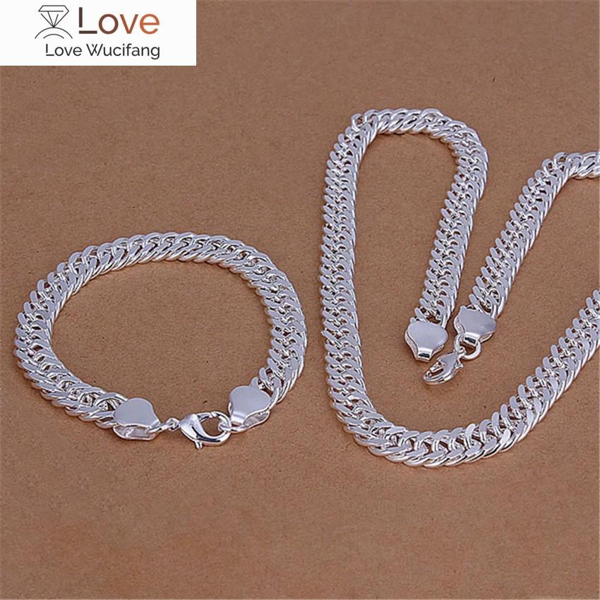 

Изящный дизайнерский классический мужской браслет-цепочка 925 пробы, ожерелье, комплект ювелирных изделий, 20/24 дюйма, модный подарок на свадьбу и вечеринку